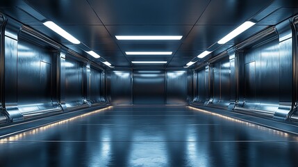 Naklejka premium empty underground parking lot with neon lights