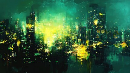 A glowing, abstract cityscape that changes shape and form based on the viewer's emotions, representing the ever-shifting nature of society