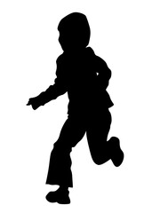 Silhouettes of a little girl and boy on a white background