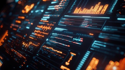Obraz premium A glowing blockchain data terminal operated by a businessperson, showing the flow of digital assets and business transactions in real-time