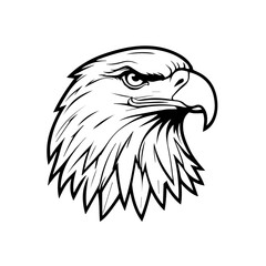 Bold Eagle Head Vector Illustration – Majestic Black and White Eagle Mascot for Logos, Tattoos, and Sports Branding