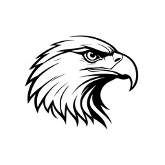 Bold Eagle Head Vector Illustration – Majestic Black and White Eagle Mascot for Logos, Tattoos, and Sports Branding