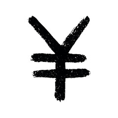 Obraz premium Hand drawn yen currency symbol. Brush stroke doodle. Single element for design