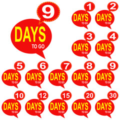 Countdown badges vector, Number of days to go,Countdown calendar icons,The days left badges set, Product limited promo