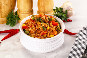 Mexican spicy rice with vegetables