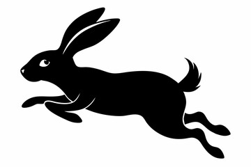 Jumping Bunny Silhouette, Running Rabbit Silhouette Vector