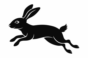 Jumping Bunny Silhouette, Running Rabbit Silhouette Vector