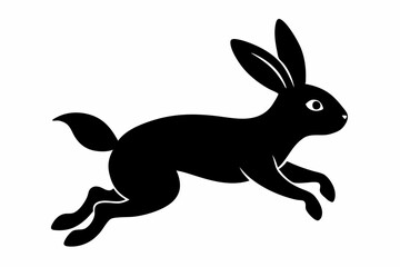 Jumping Bunny Silhouette, Running Rabbit Silhouette Vector