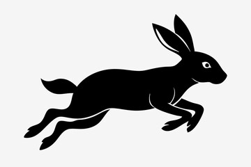 Jumping Bunny Silhouette, Running Rabbit Silhouette Vector