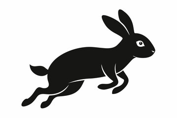 Jumping Bunny Silhouette, Running Rabbit Silhouette Vector