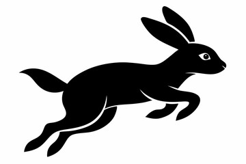 Jumping Bunny Silhouette, Running Rabbit Silhouette Vector