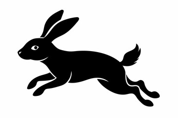 Jumping Bunny Silhouette, Running Rabbit Silhouette Vector