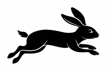 Jumping Bunny Silhouette, Running Rabbit Silhouette Vector