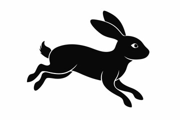 Jumping Bunny Silhouette, Running Rabbit Silhouette Vector