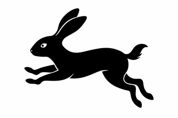 Jumping Bunny Silhouette, Running Rabbit Silhouette Vector