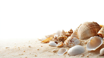 Sand and sea shells beach theme background 