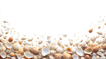 Obraz premium Sand and sea shells beach theme background 