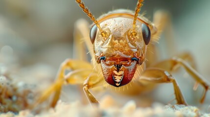 Fototapeta premium Close-up of a Small Brown Beetle's Face