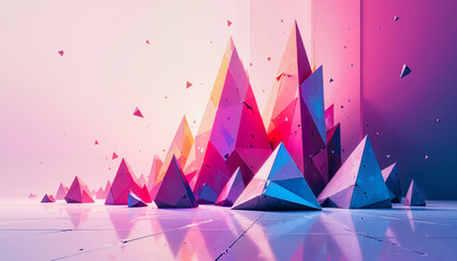 Obraz premium Colorful geometric crystal formations background in abstract style.