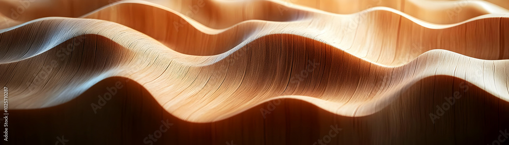 Aufkleber smooth wooden waves flow across a surface, creating a captivating abstract background.