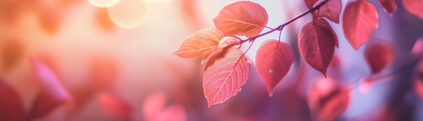 Obraz premium Autumn leaves with vibrant colors, cozy fall atmosphere.