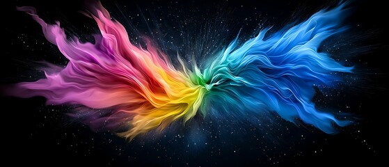 Obraz premium Energetic color festival waves neon firework stream art colorful abstract waves of flowing energy, abstract fireworks background festival abstract shapes
