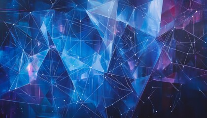 Abstract geometric pattern with a blue and purple color scheme.