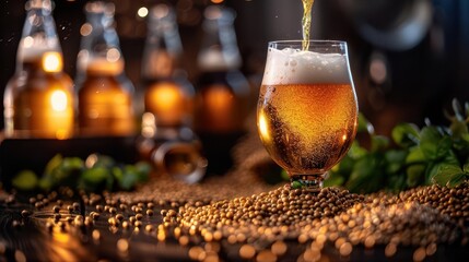 Craft Beer Brewing Classes, vibrant colors, close-up, cozy setting, photography