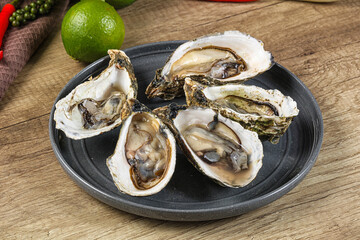 Raw fresh wild oyster dish