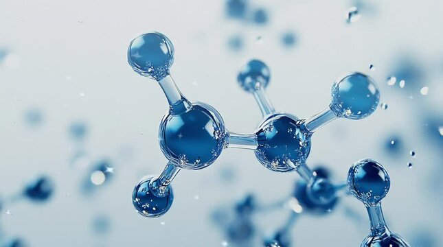 Blue molecule background on a white background. Molecule concept. Blue molecule design