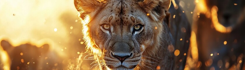 Fototapeta premium Wildlife safari with vibrant animals, dynamic movement.