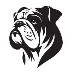 Bulldog head black Silhouette vector