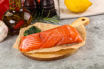 Piece of cut salmon fillet