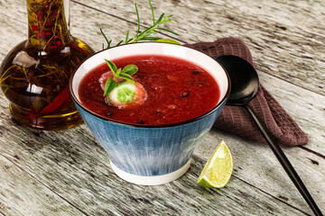 Sweet watermelon gazpacho with cucmber