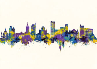 Fototapeta premium Helsinki City Skyline. Cityscape Skyscraper Buildings Landscape City Downtown Abstract Landmarks Travel Background Modern Art Architecture Business Building Corporate