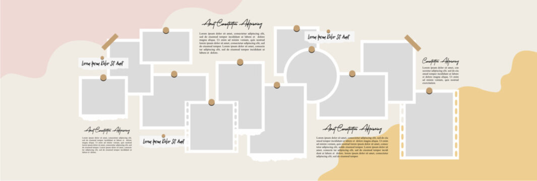 Pictures or photos frame collage layout abstract photo frames and digital photo wall template