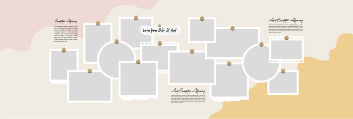 Pictures or photos frame collage layout abstract photo frames and digital photo wall template