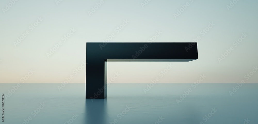 Poster subtle reflections on a sleek, angular 3d t-bar display in a minimalist background.