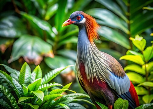 Majestic Kelenken Bird Standing Proudly Amidst Lush Greenery in Its Natural Habitat