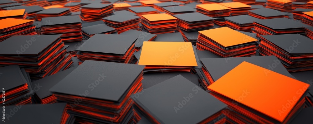 Poster abstract layout of black and orange squares, creating a modern and stylish background.