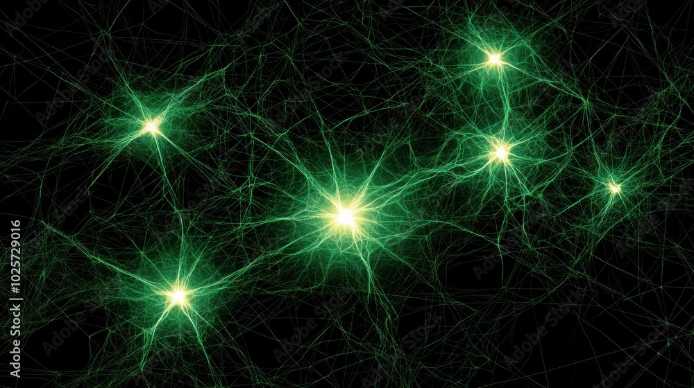 Poster abstract green neural network visualization