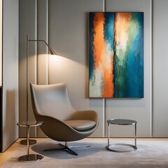 Armchair with a frame mockup Scandinavian-style minimalist modern living room background