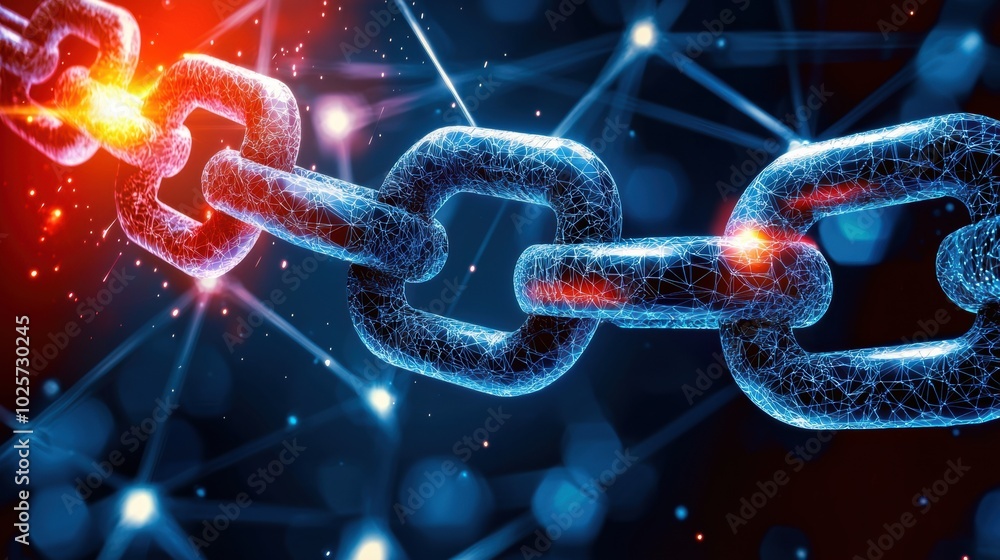 Poster digital chain link in a network background