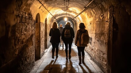 A tour group visiting a historical site tied to a famous unsolved crime, with eerie landmarks and tales of the past.