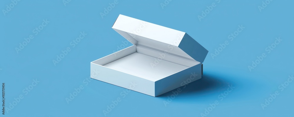 Poster easy loading and unloading in a 3d illustrated white box with an open hinged front panel.