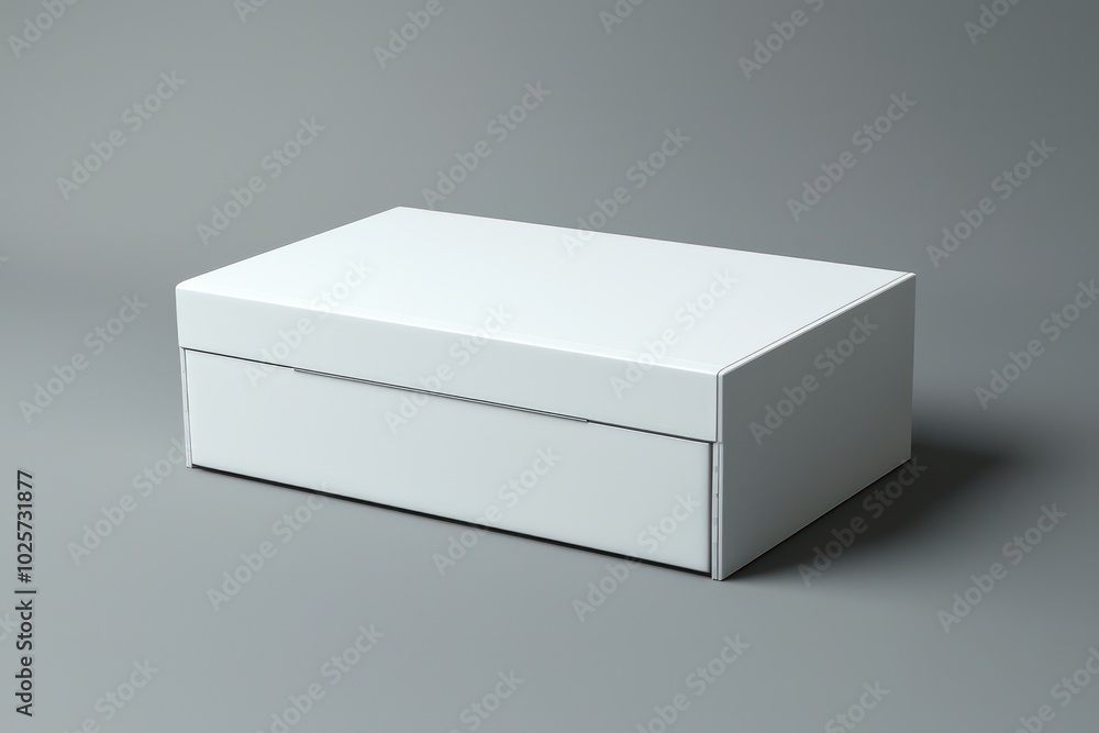 Poster 3d vector mockup of a closed box with an auto-lock mechanism, easy assembly.