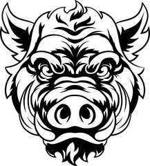 Boar Wild Hog Razorback Warthog Mascot Pig Cartoon