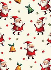 christmas vector background with cartoon santa claus figurines and christmas ornaments on it