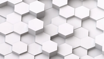 White hexagons geometric background, minimal honeycomb pattern wallpaper.