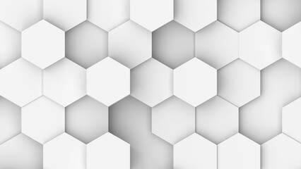 Naklejka premium White hexagons geometric background, minimal honeycomb pattern wallpaper.